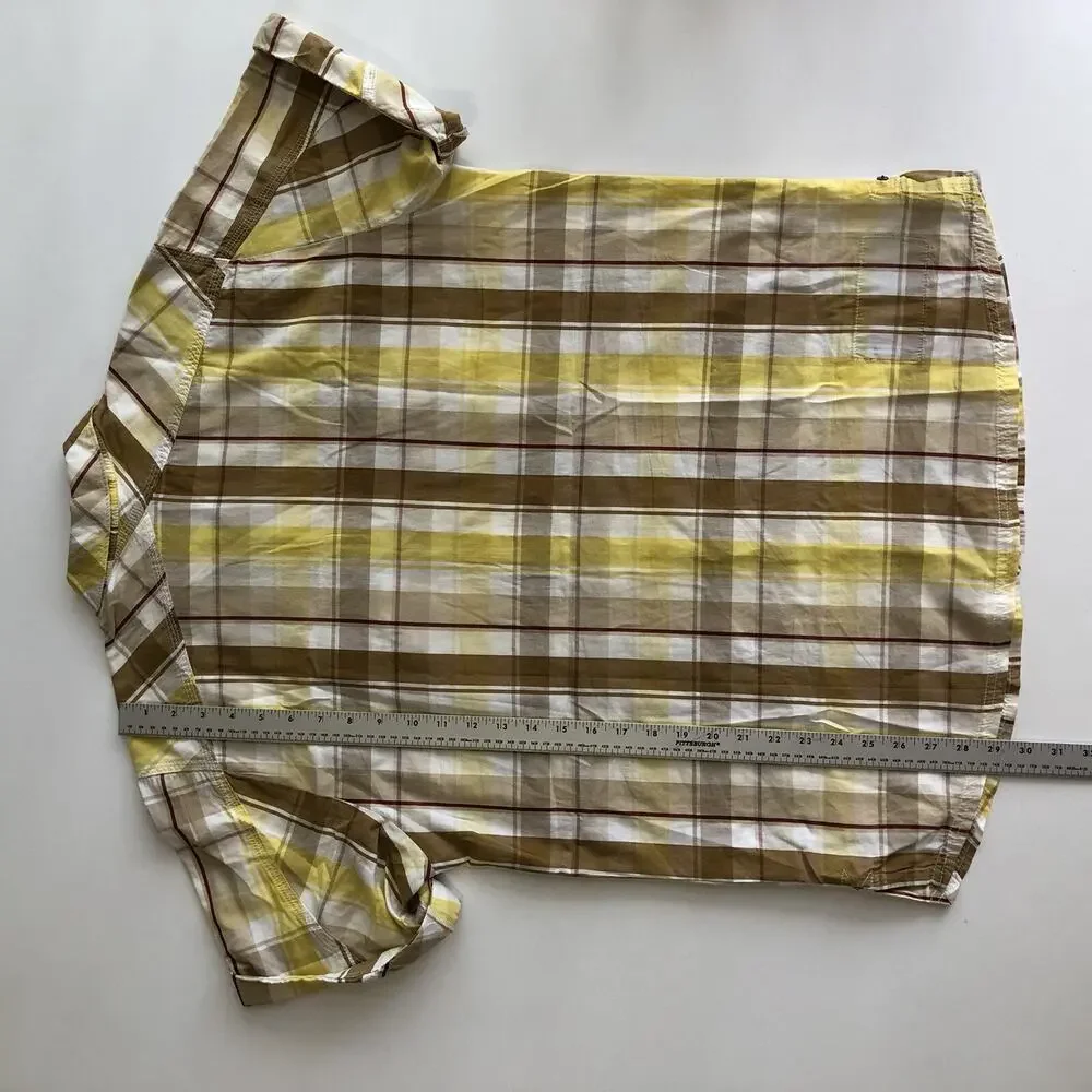 JORDAN Men’s Multicolor SS Plaid S/S Button Slit Shirt Sz L